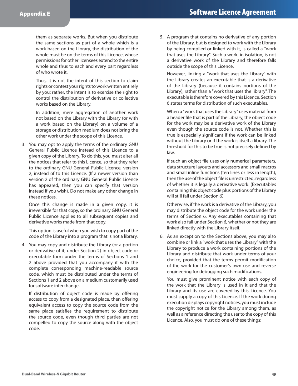 Software licence agreement | Linksys Dual-Band Wireless-N Gigabit Router WRT320N User Manual | Page 50 / 54