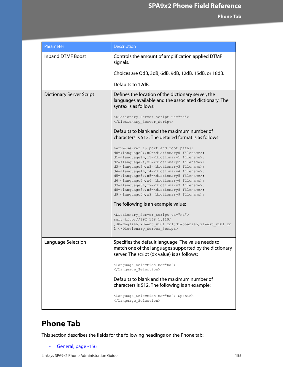 Phone tab, Cisco confidential--first draft, Spa9x2 phone field reference | Linksys BUSINESS SPA922 User Manual | Page 162 / 196