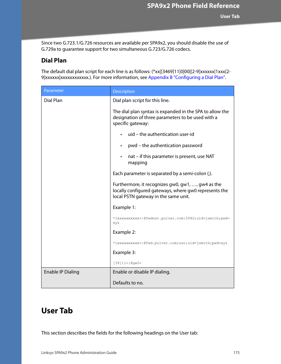 Dial plan, User tab, Cisco confidential--first draft | Spa9x2 phone field reference | Linksys BUSINESS SPA922 User Manual | Page 182 / 196