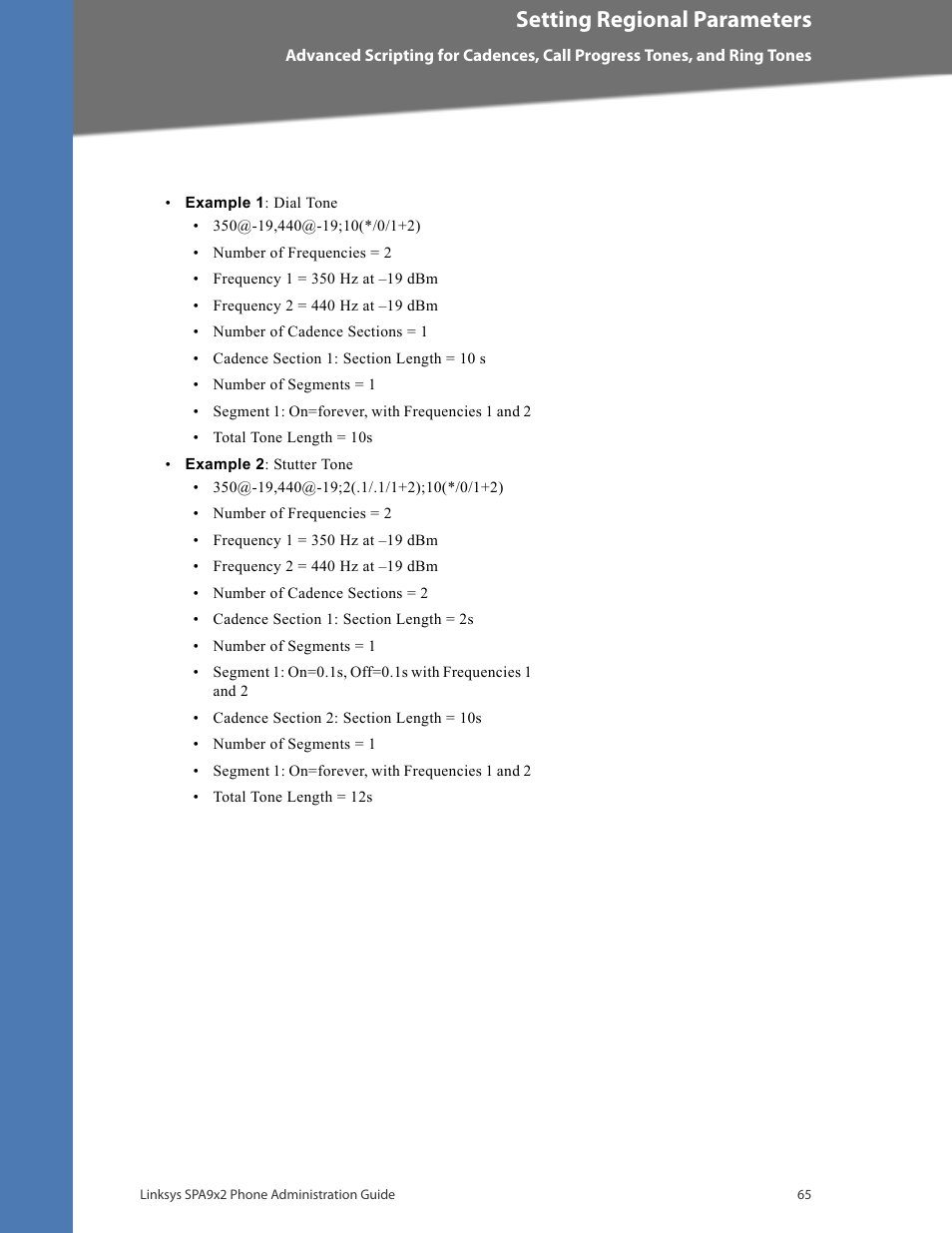 Setting regional parameters | Linksys BUSINESS SPA922 User Manual | Page 72 / 196