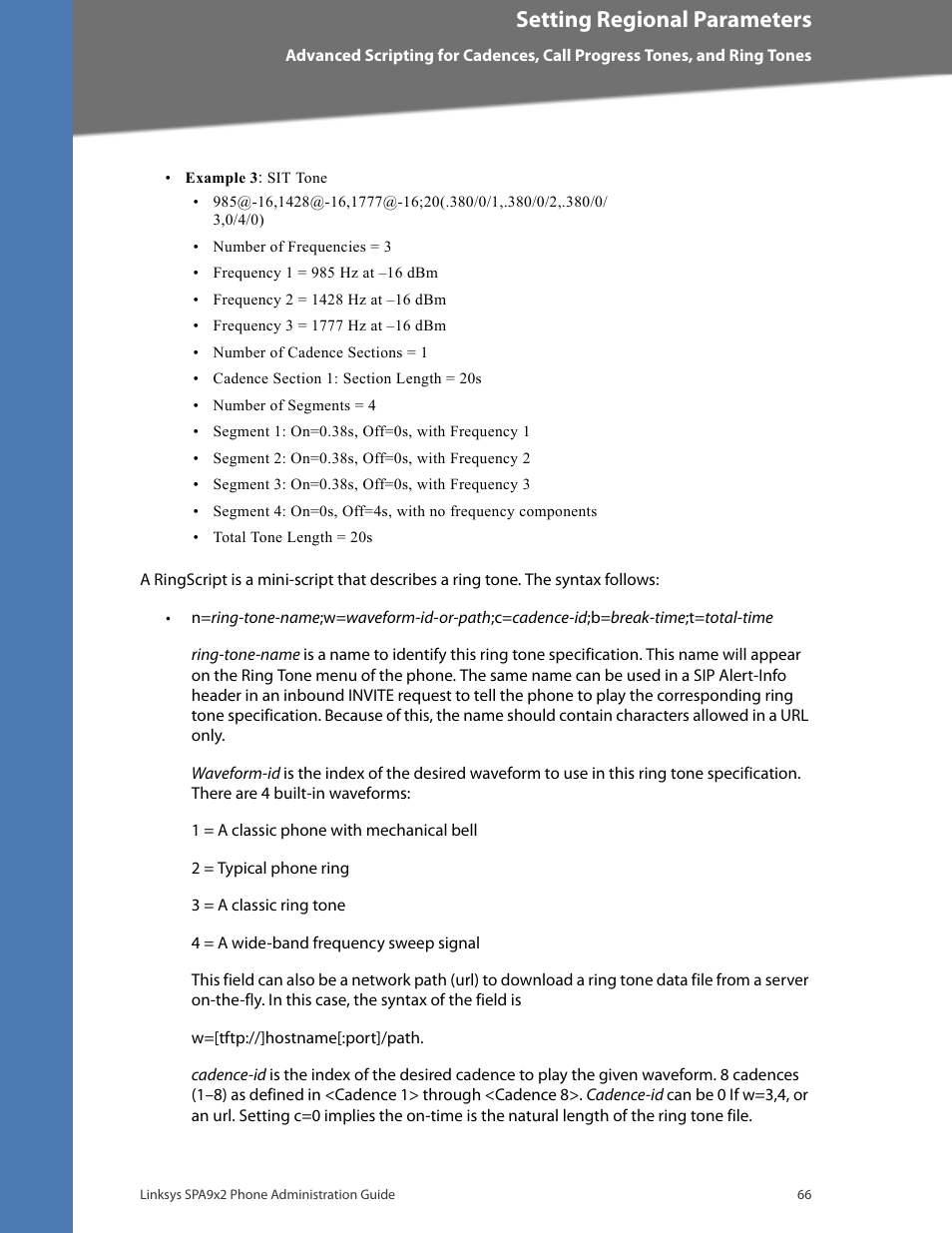 Setting regional parameters | Linksys BUSINESS SPA922 User Manual | Page 73 / 196