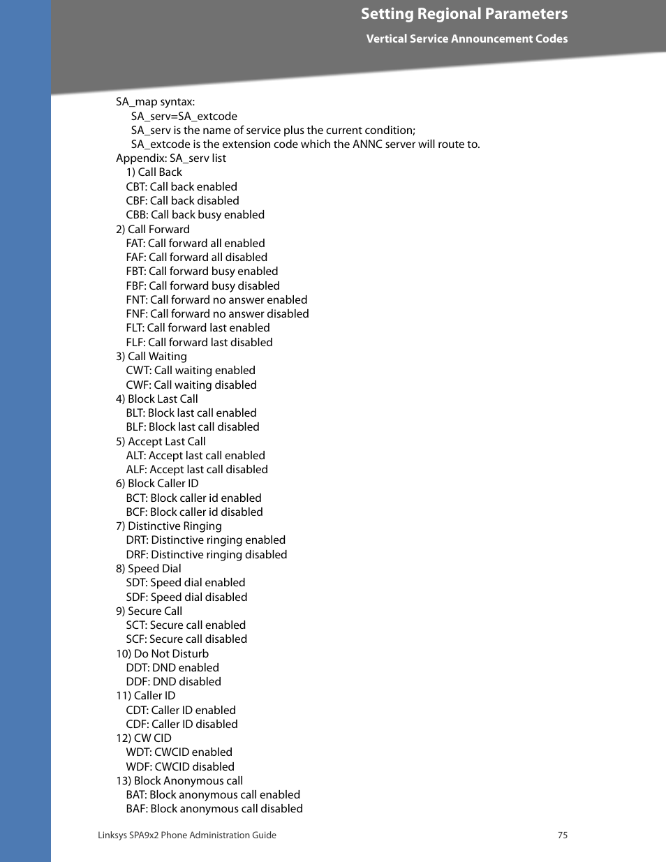 Setting regional parameters | Linksys BUSINESS SPA922 User Manual | Page 82 / 196