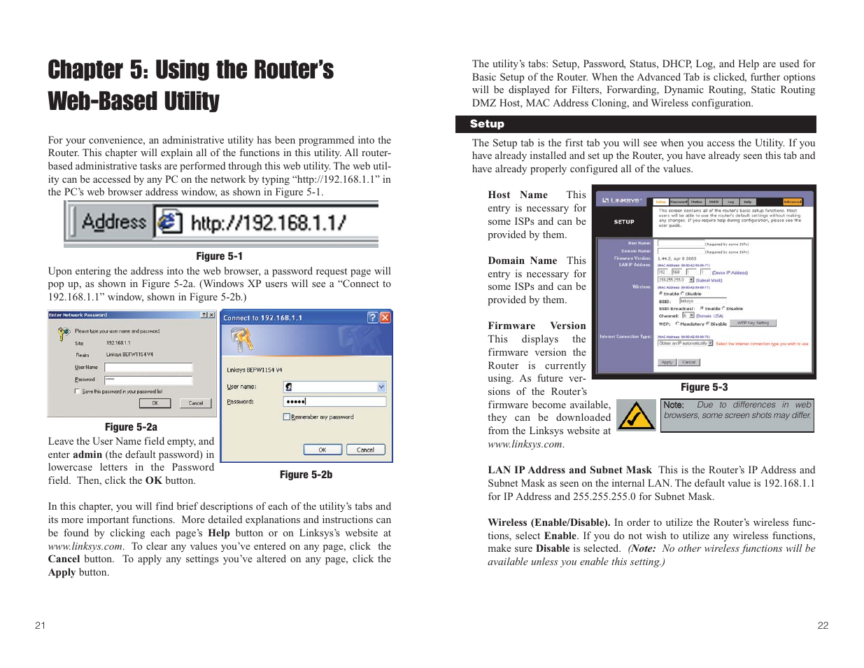 Chapter 5: using the router’s web-based utility | Linksys BEFW11S4 User Manual | Page 15 / 55