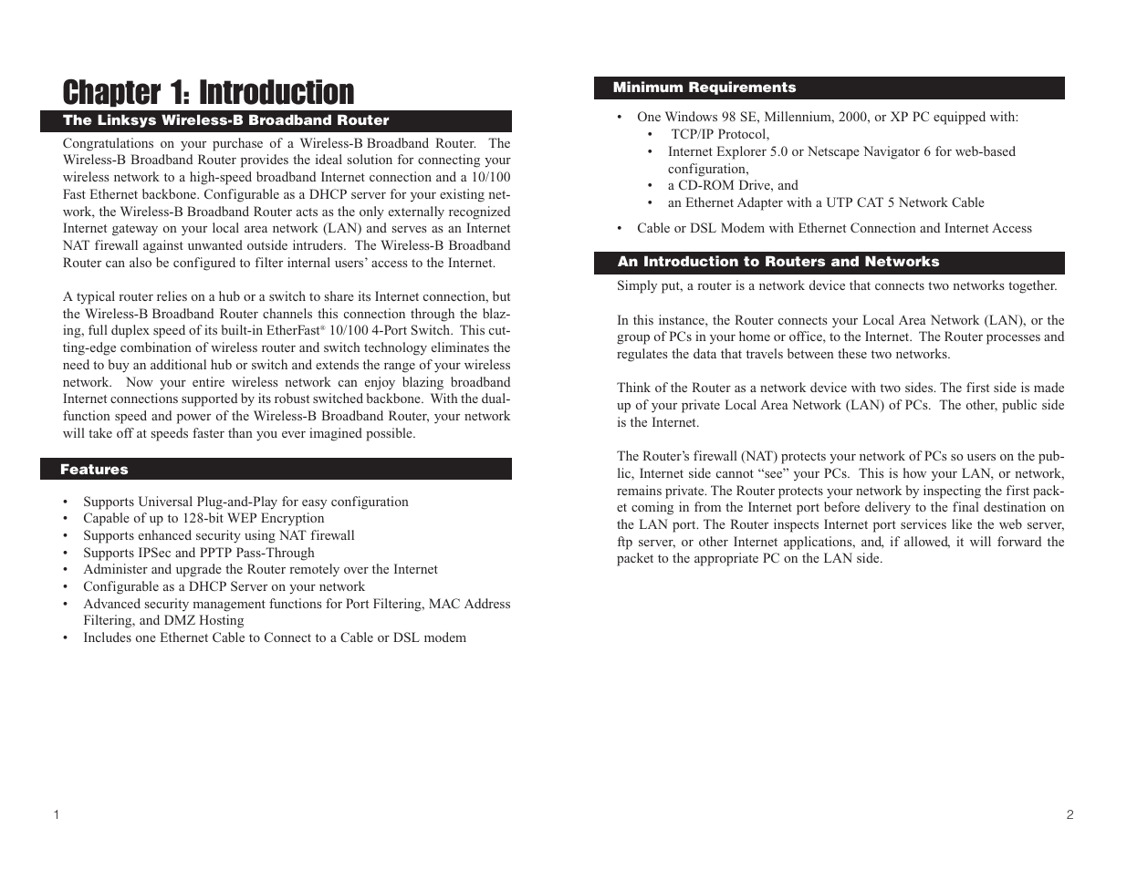Chapter 1: introduction | Linksys BEFW11S4 User Manual | Page 5 / 55
