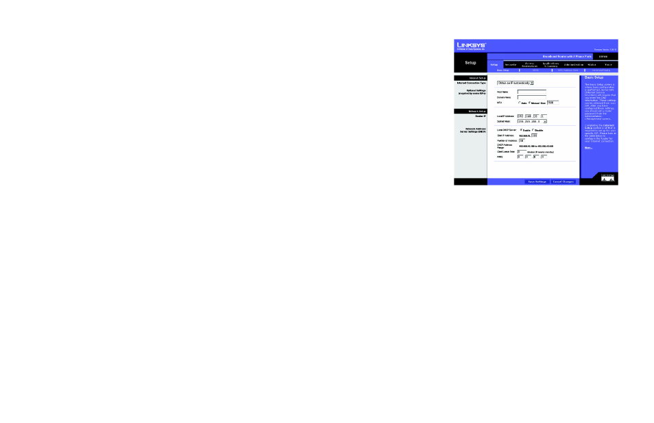 The setup tab - basic setup | Linksys RTP300 User Manual | Page 27 / 96