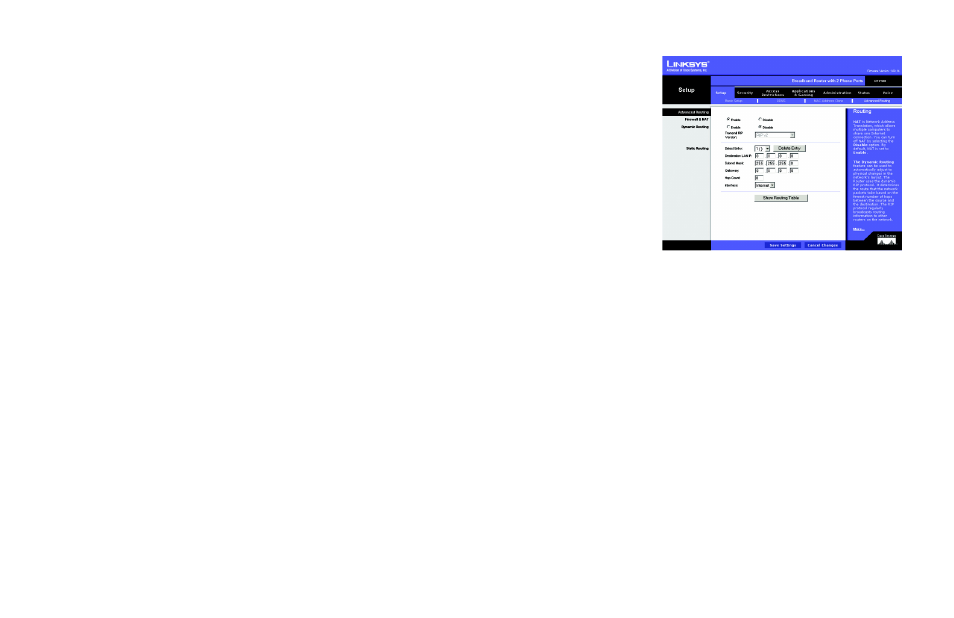 The setup tab - advanced routing | Linksys RTP300 User Manual | Page 34 / 96