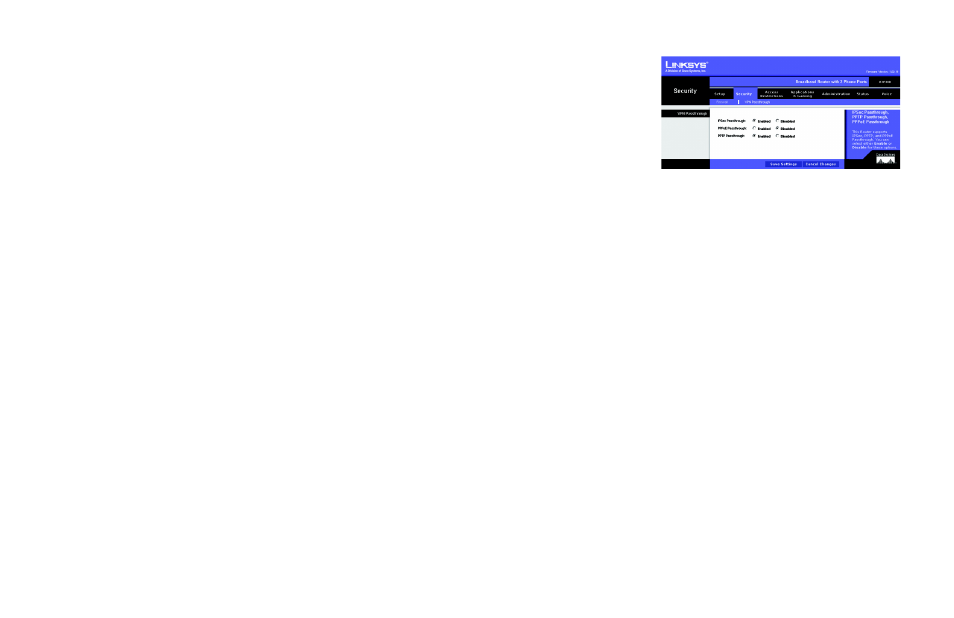 The security tab - vpn passthrough | Linksys RTP300 User Manual | Page 37 / 96