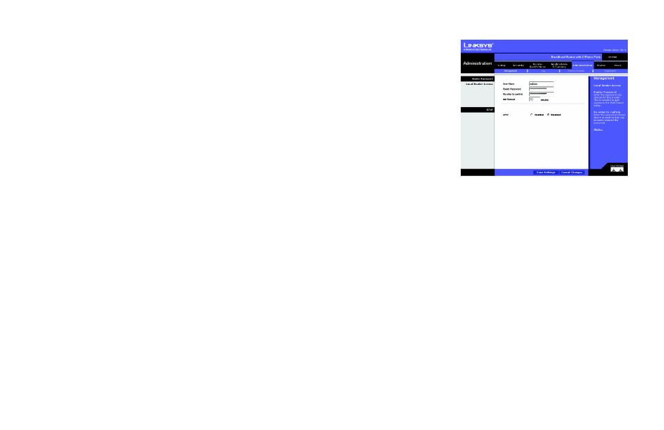 The administration tab - management | Linksys RTP300 User Manual | Page 47 / 96