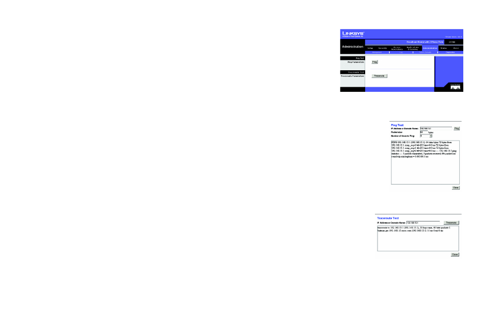 The administration tab - diagnostics | Linksys RTP300 User Manual | Page 50 / 96
