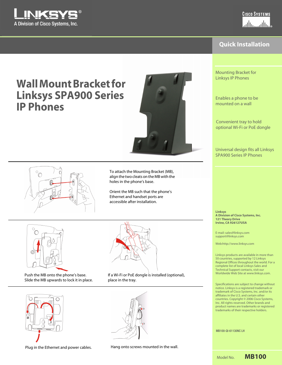 Linksys MB100 User Manual | 1 page