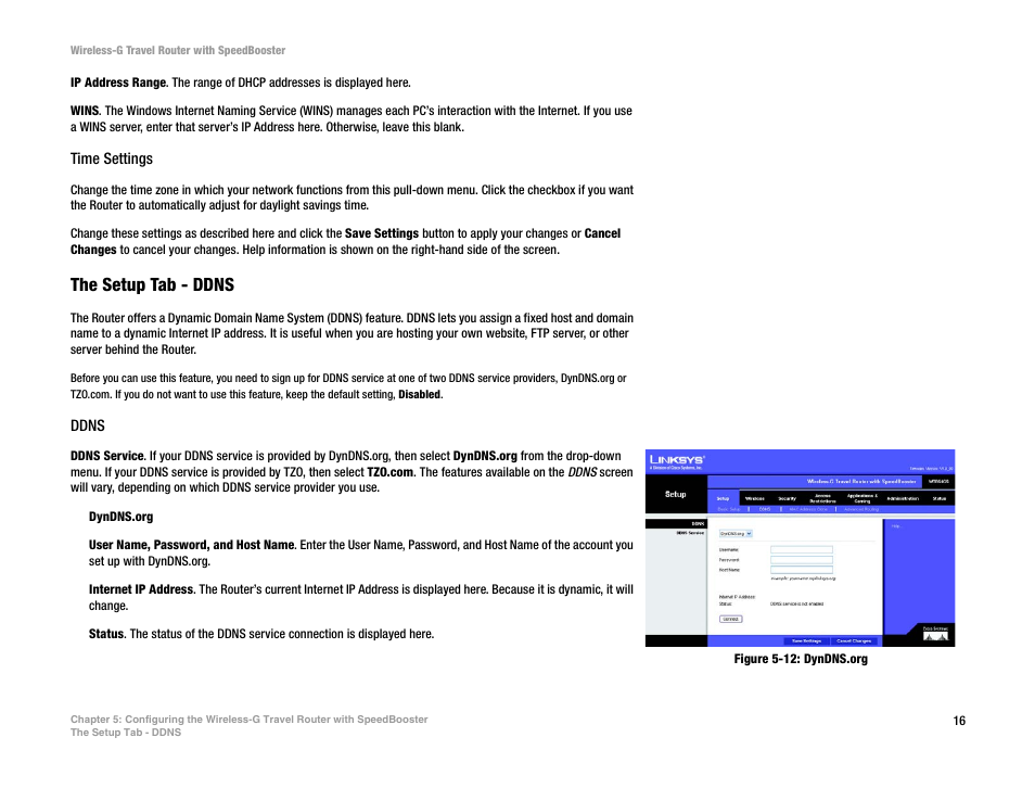 The setup tab - ddns | Linksys WTR54GS User Manual | Page 22 / 86