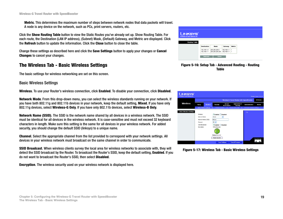 The wireless tab - basic wireless settings | Linksys WTR54GS User Manual | Page 25 / 86