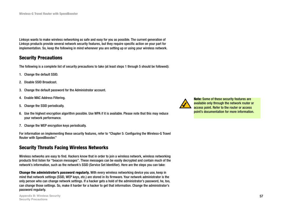Appendix b: wireless security | Linksys WTR54GS User Manual | Page 63 / 86
