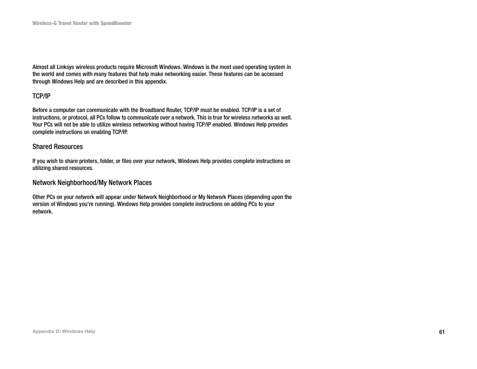 Appendix d: windows help | Linksys WTR54GS User Manual | Page 67 / 86