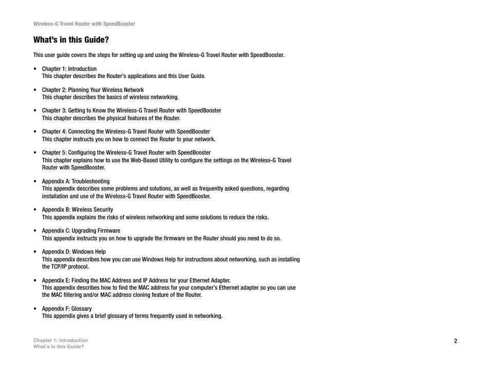 What’s in this guide | Linksys WTR54GS User Manual | Page 8 / 86