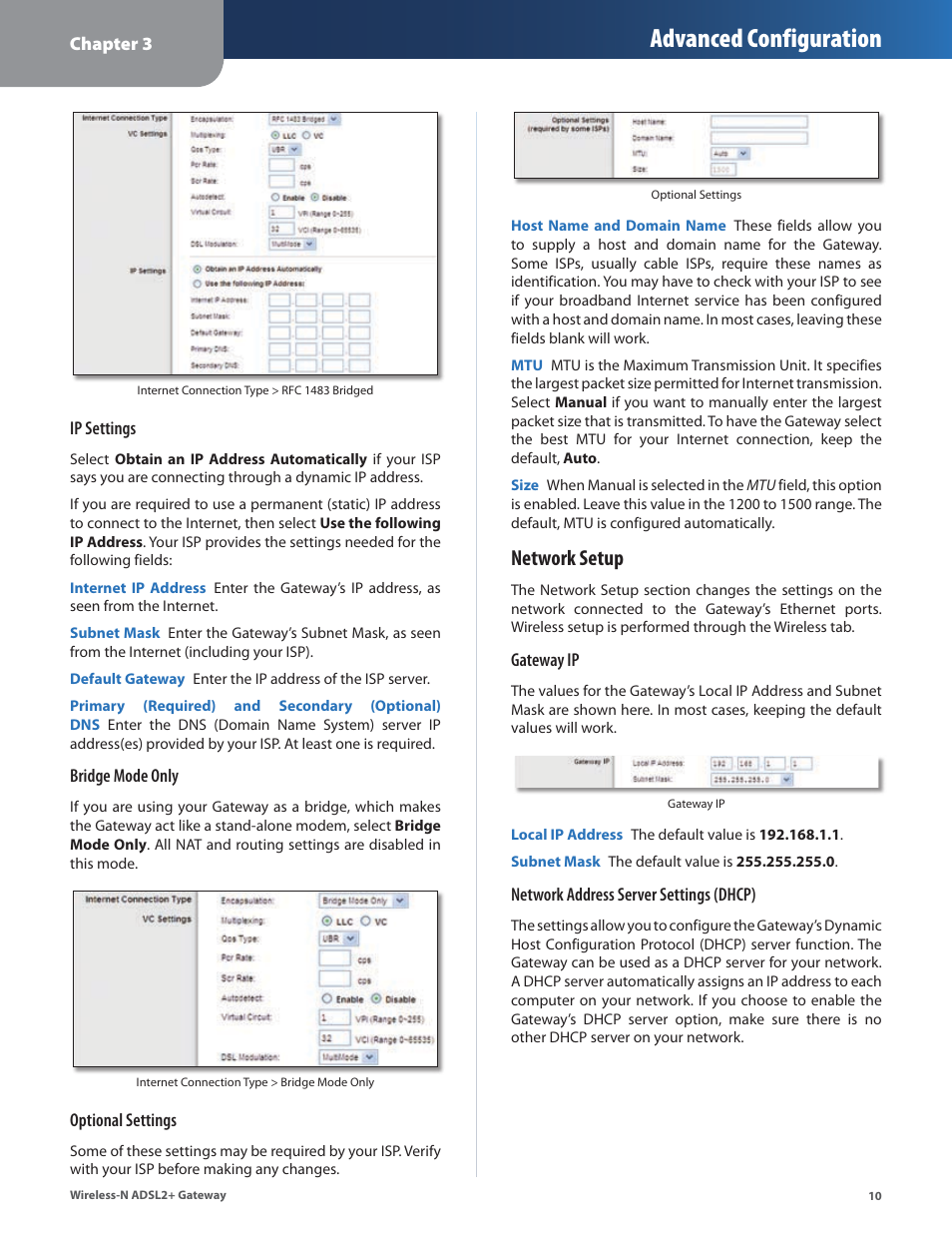 Advanced configuration, Network setup | Linksys WAG325N User Manual | Page 11 / 43