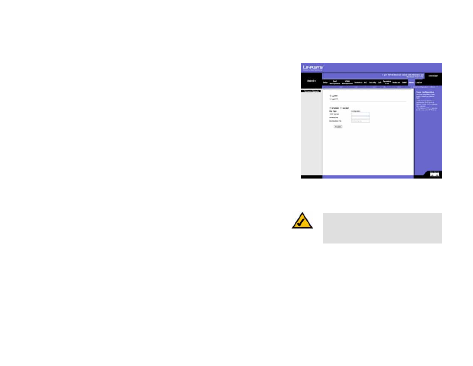 Admin tab - save configuration | Linksys SRW208 User Manual | Page 100 / 142