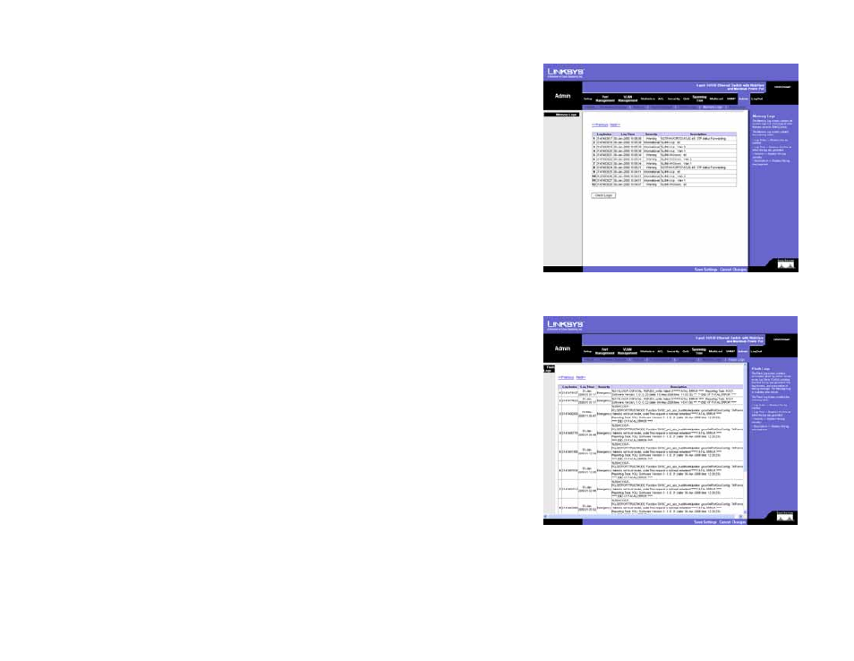 Admin tab - flash logs | Linksys SRW208 User Manual | Page 103 / 142