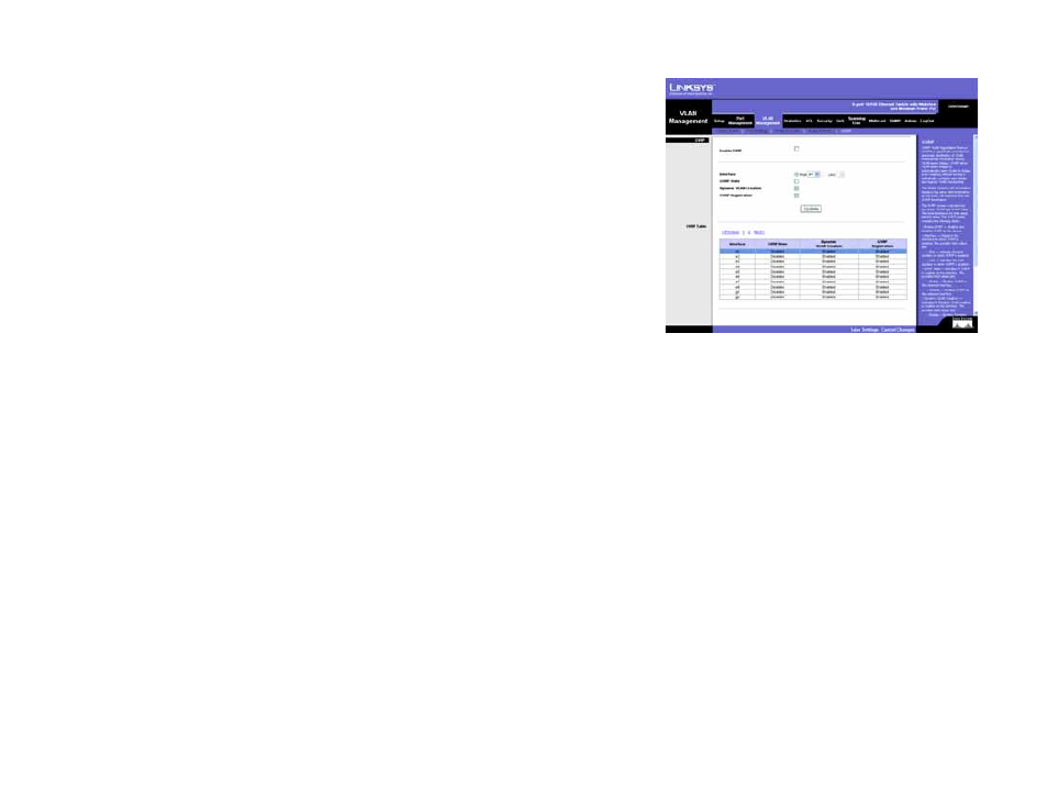 Vlan management tab - gvrp, Statistics tab - rmon statistics | Linksys SRW208 User Manual | Page 54 / 142