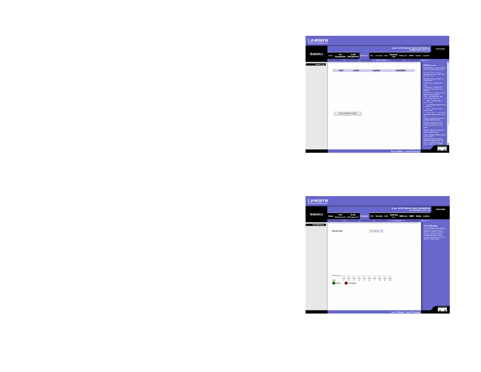 Statistics tab - port utilization | Linksys SRW208 User Manual | Page 60 / 142