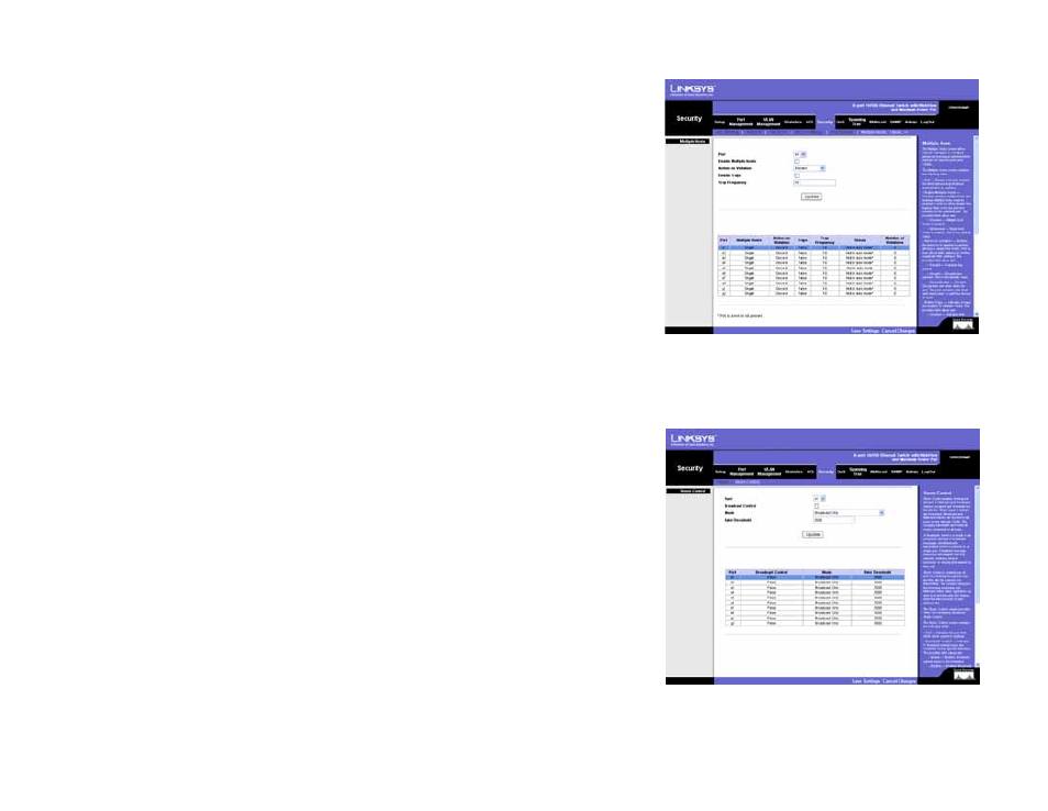 Security tab - storm control | Linksys SRW208 User Manual | Page 71 / 142