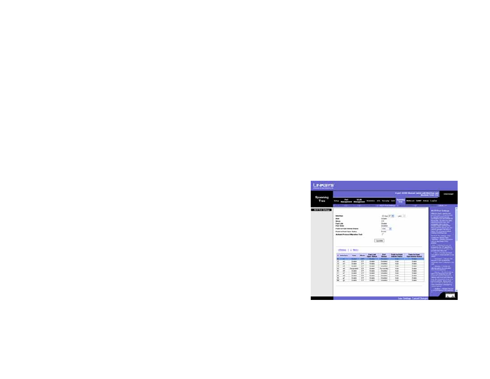 Spanning tree tab - rstp port settings | Linksys SRW208 User Manual | Page 81 / 142