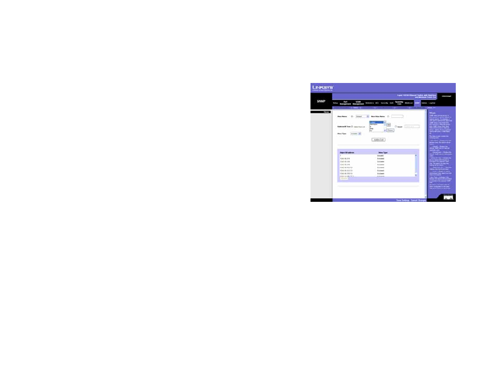 Snmp tab - views, Snmp tab - group profile | Linksys SRW208 User Manual | Page 89 / 142
