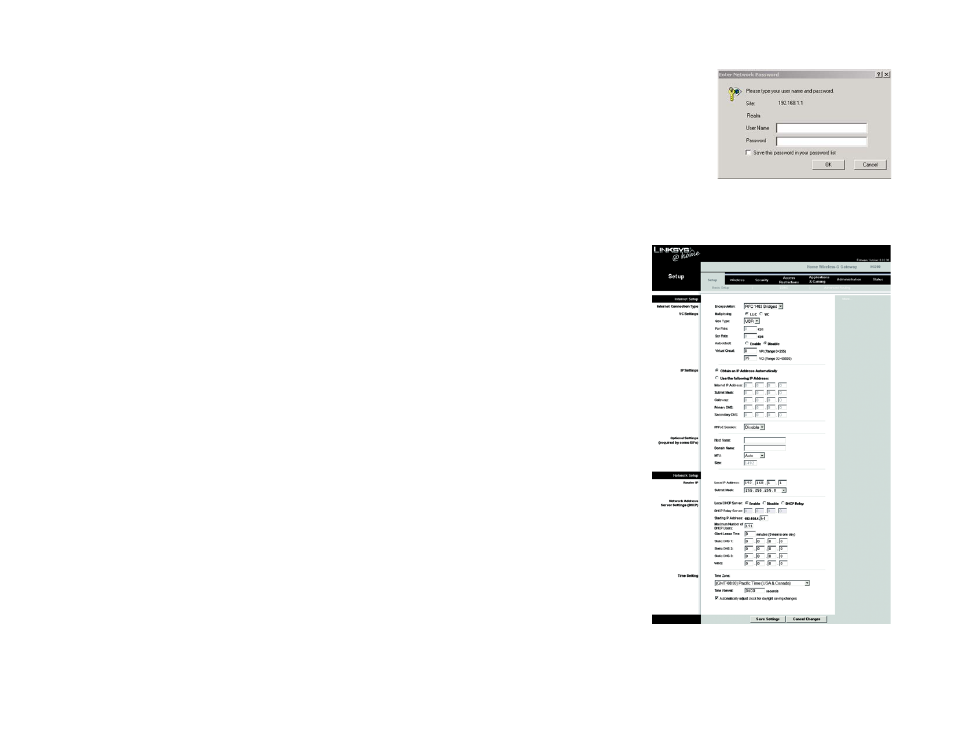 Figure 5-1: login screen, Figure 5-2: basic setup, How to access the web-based utility | The setup tab | Linksys HG200 User Manual | Page 20 / 90