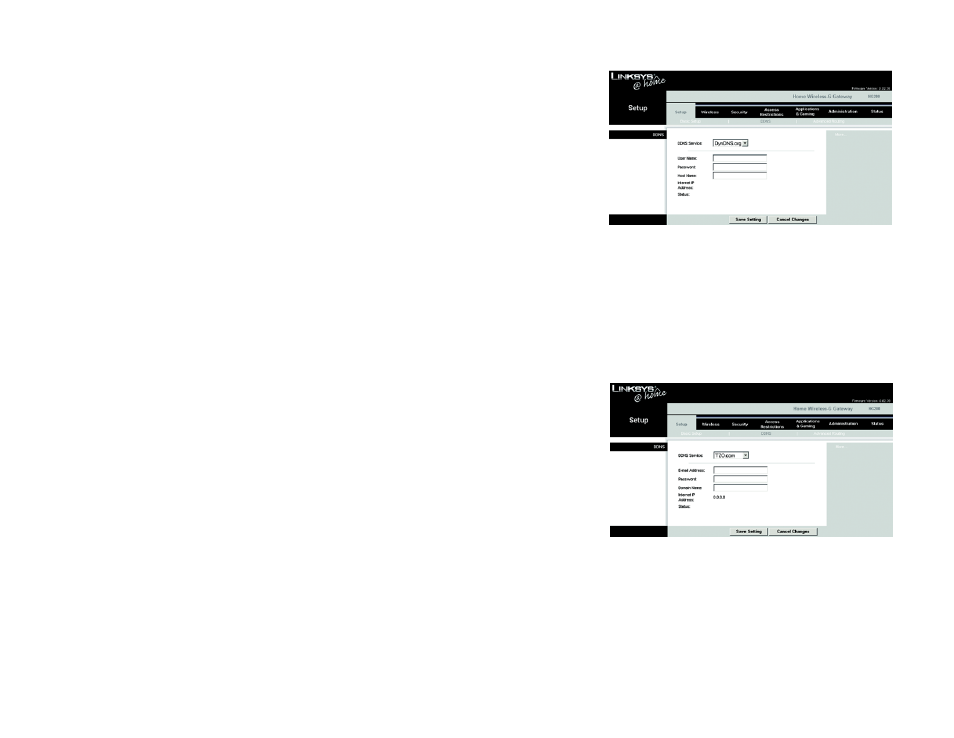 Figure 5-10: dyndns.org, Figure 5-11: tzo.com | Linksys HG200 User Manual | Page 26 / 90