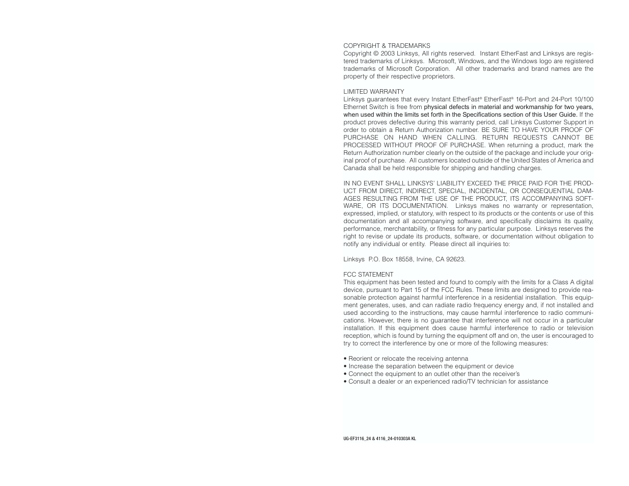Linksys ETHERFAST EF4124 User Manual | Page 2 / 14