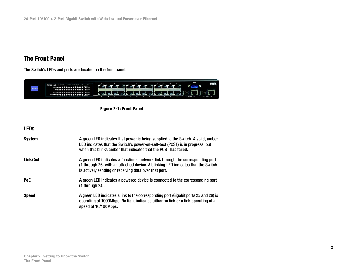 Chapter 2: getting to know the switch | Linksys SRW224P User Manual | Page 11 / 104