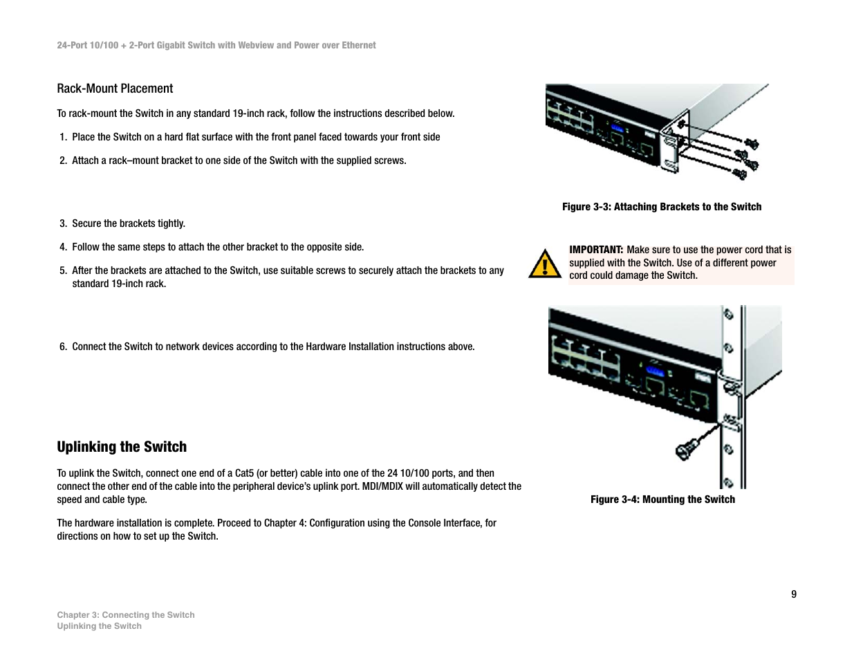 Uplinking the switch | Linksys SRW224P User Manual | Page 17 / 104