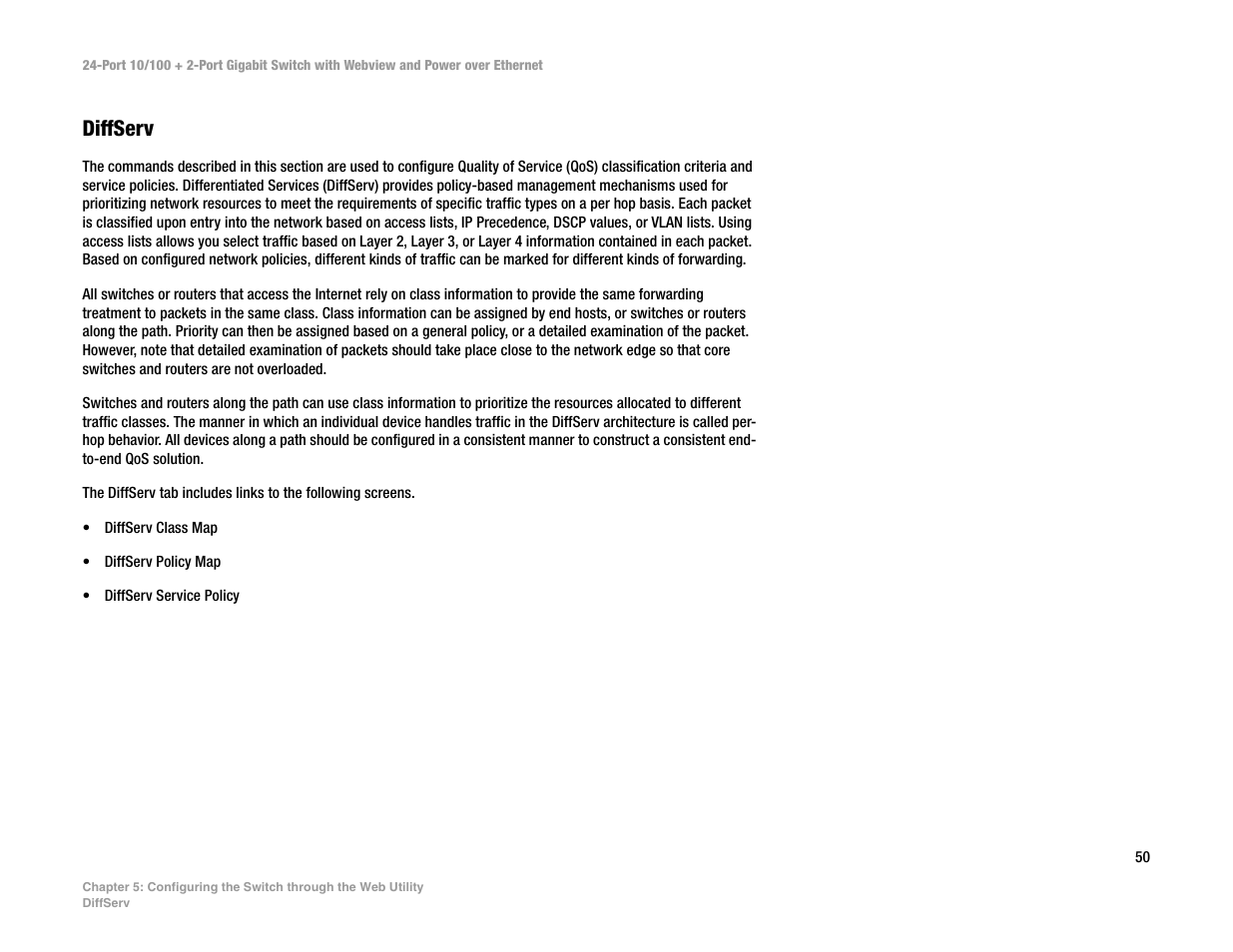 Diffserv | Linksys SRW224P User Manual | Page 58 / 104