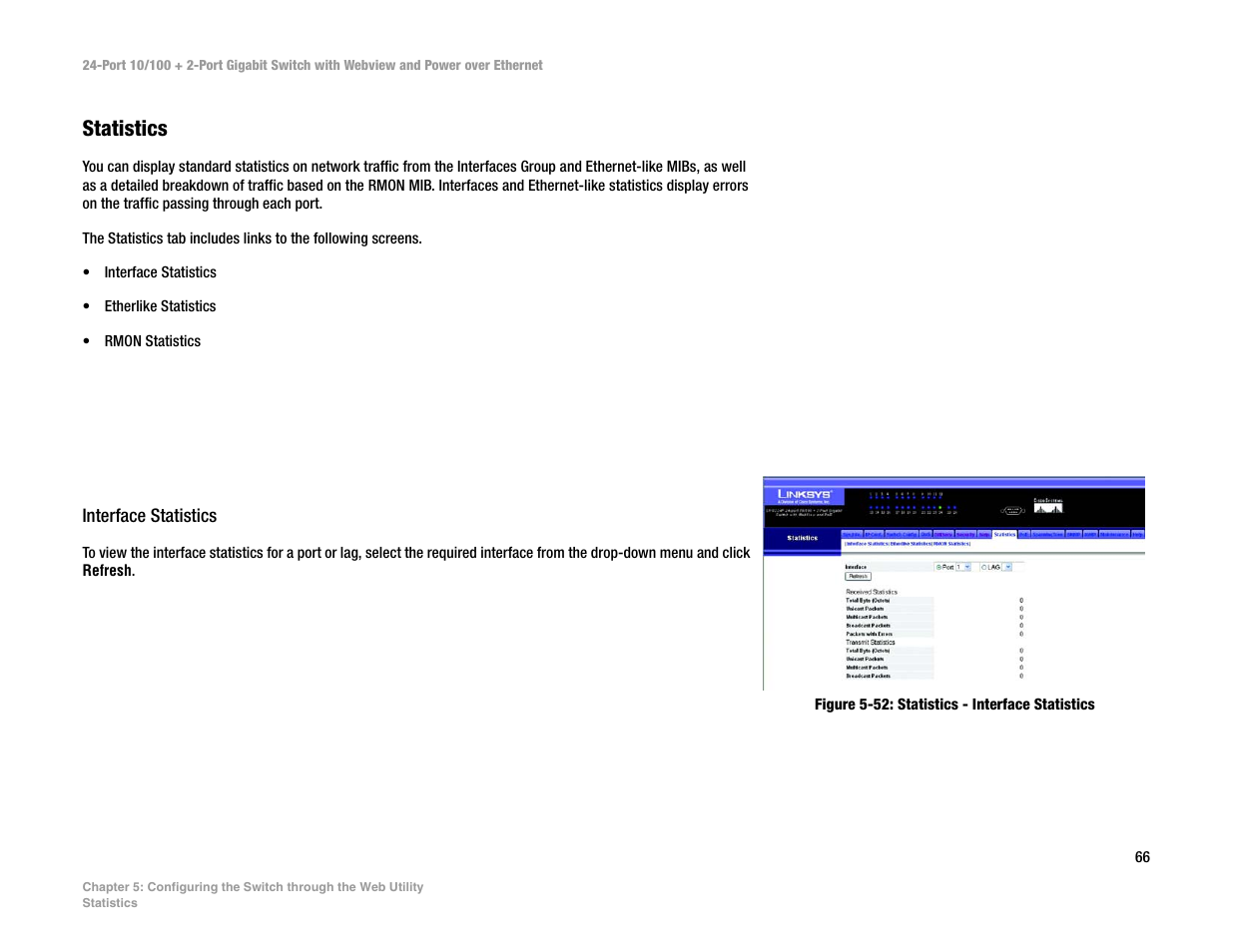 Statistics | Linksys SRW224P User Manual | Page 74 / 104