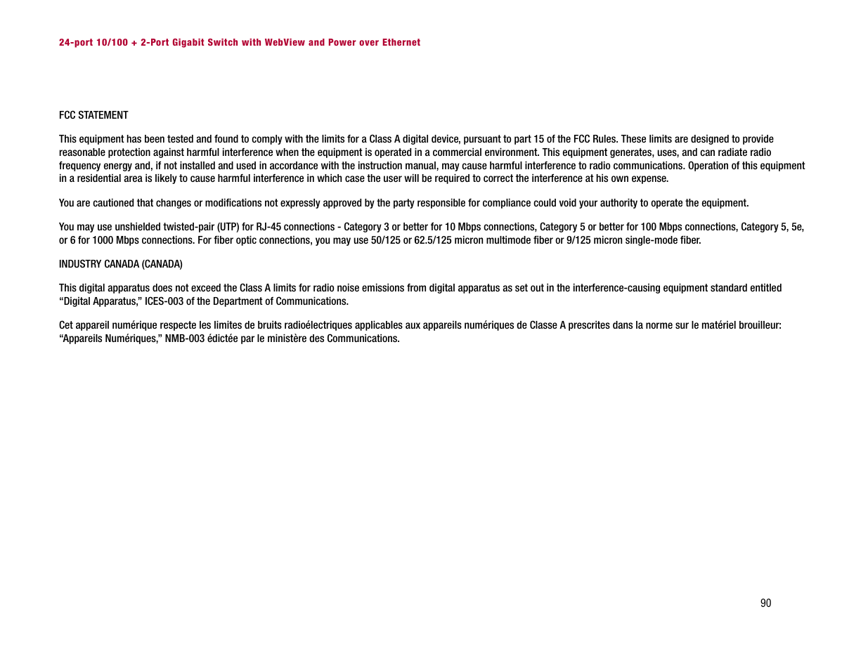 Appendix f: regulatory information | Linksys SRW224P User Manual | Page 98 / 104