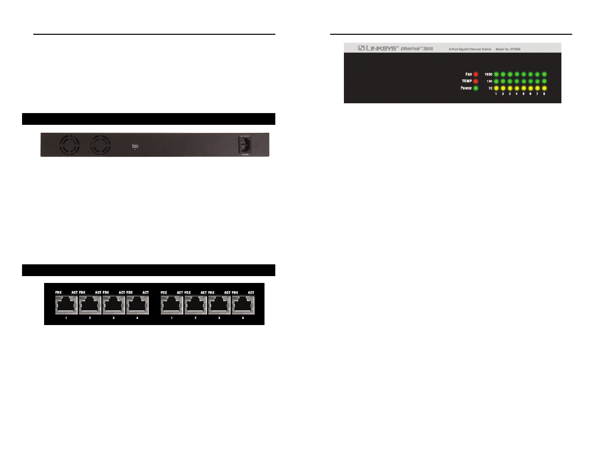 Chapter 2: getting to know the etherfast, Port gigabit ethernet switch | Linksys EF3508 User Manual | Page 4 / 12