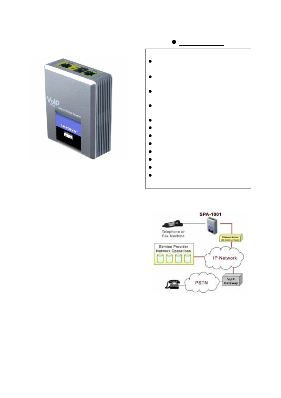 Linksys SPA-1001 User Manual | 2 pages