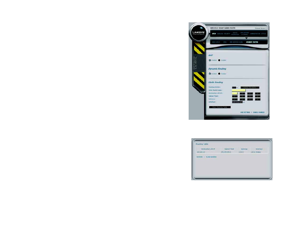 The setup tab - advanced routing | Linksys CISCO SYSTEMS WRT330N User Manual | Page 28 / 92