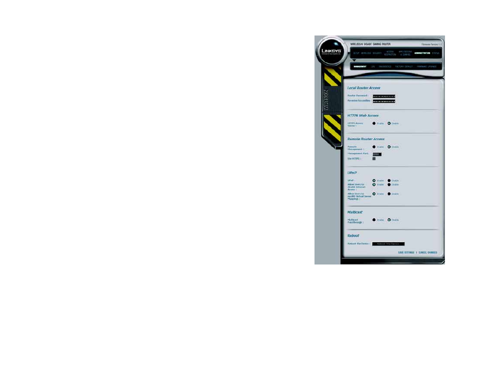 The administration tab- management | Linksys CISCO SYSTEMS WRT330N User Manual | Page 47 / 92