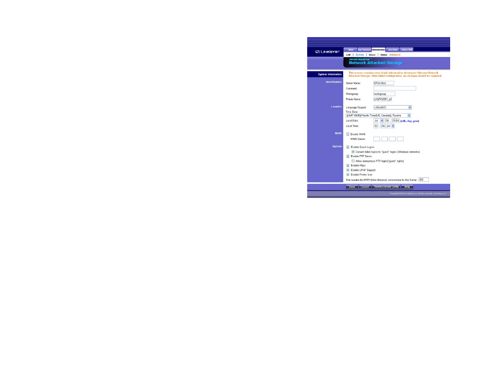 The administration tab - system | Linksys EFG120 User Manual | Page 33 / 61