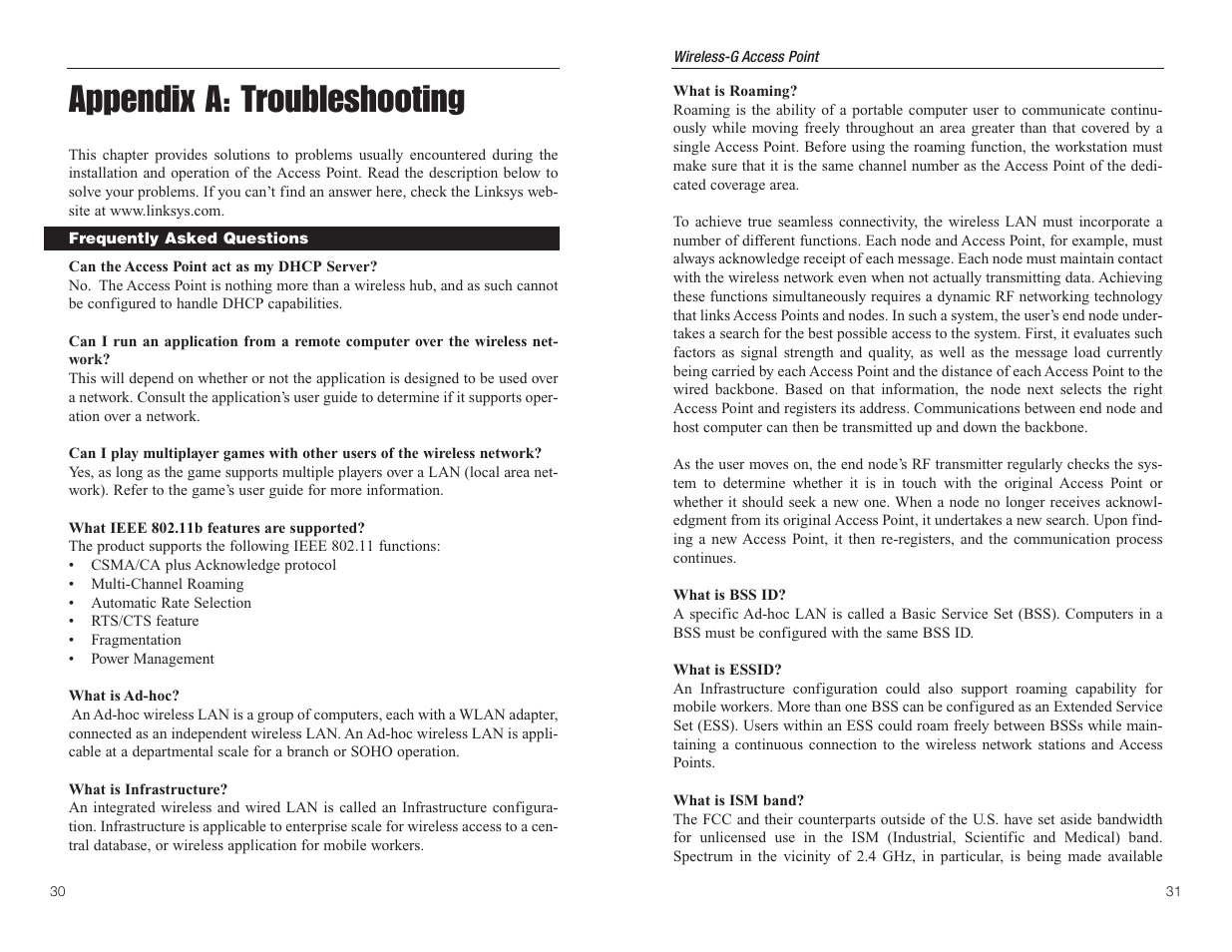 Appendix a: troubleshooting | Linksys WAP54G User Manual | Page 19 / 30
