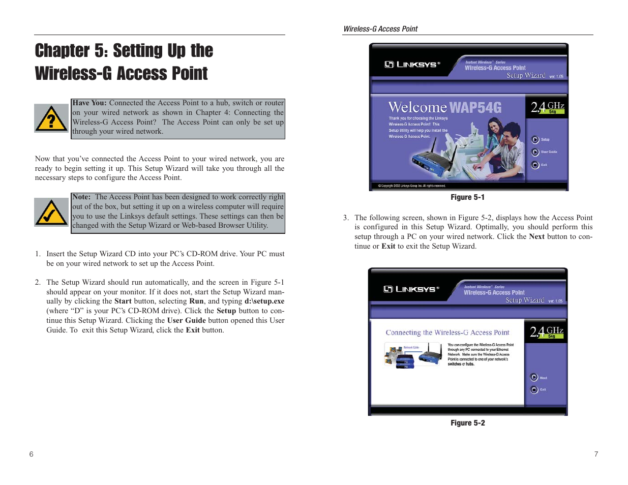 Chapter 5: setting up the wireless-g access point | Linksys WAP54G User Manual | Page 7 / 30