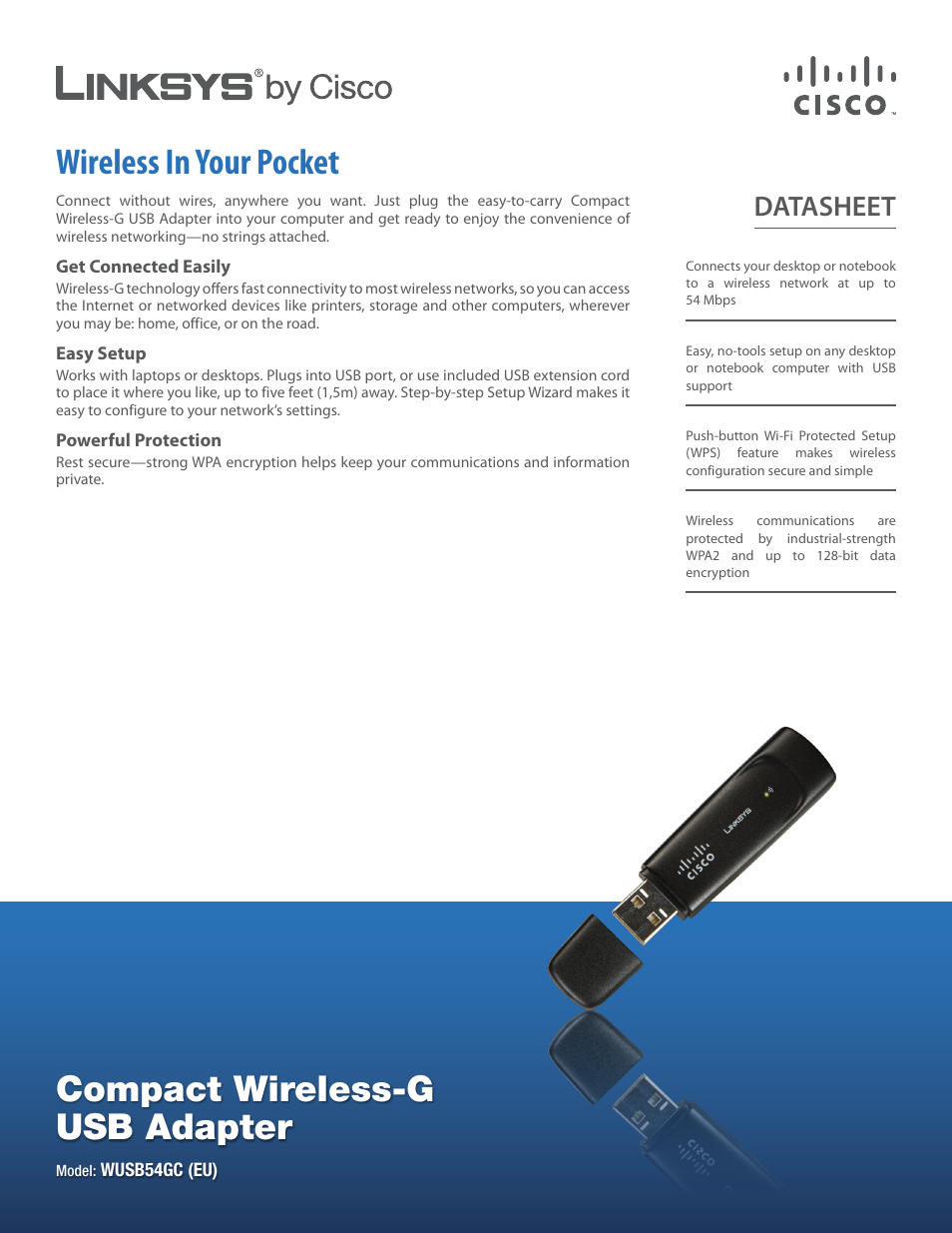 Linksys Compact Wireless-G USB Adapter WUSB54GC User Manual | 2 pages
