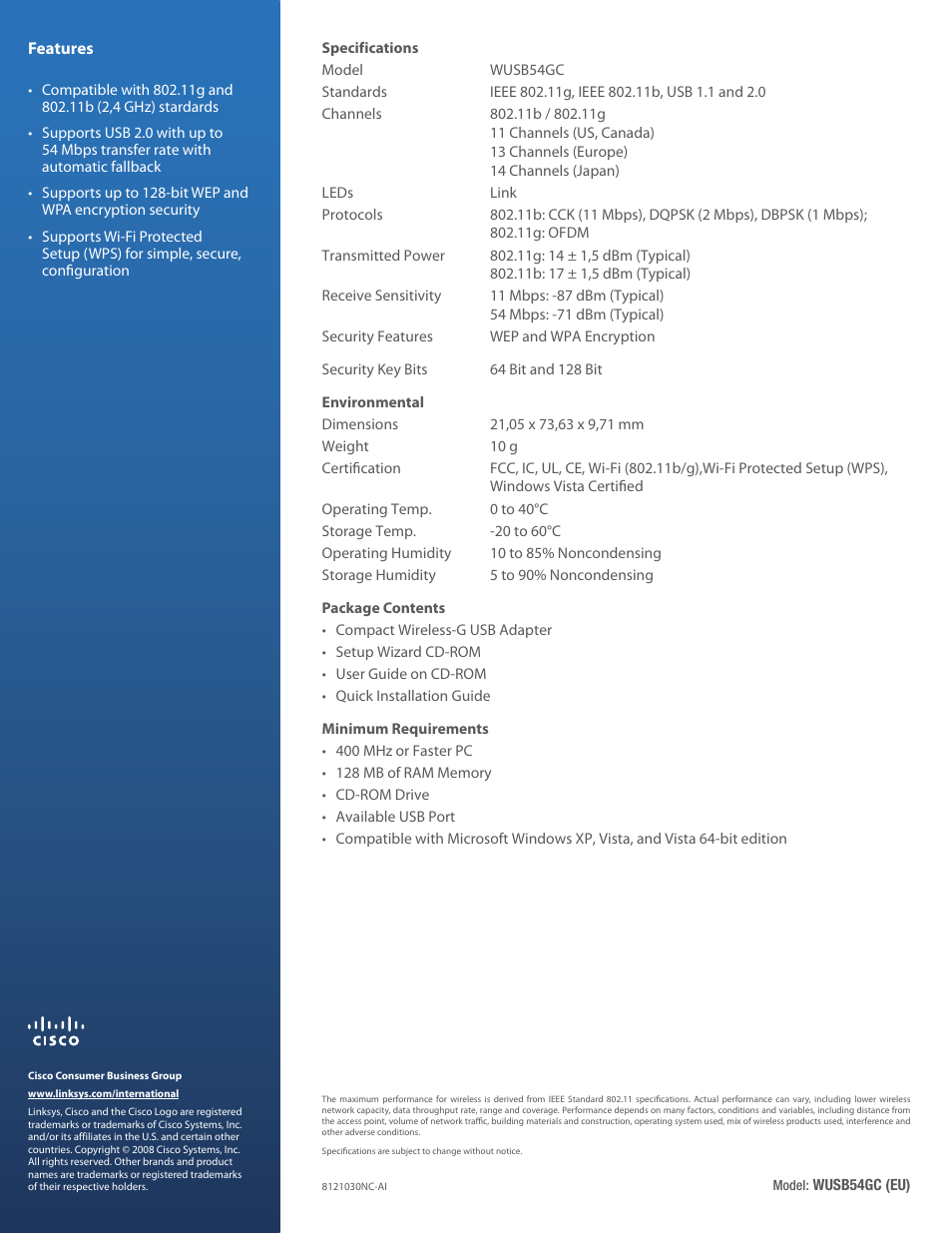 Linksys Compact Wireless-G USB Adapter WUSB54GC User Manual | Page 2 / 2