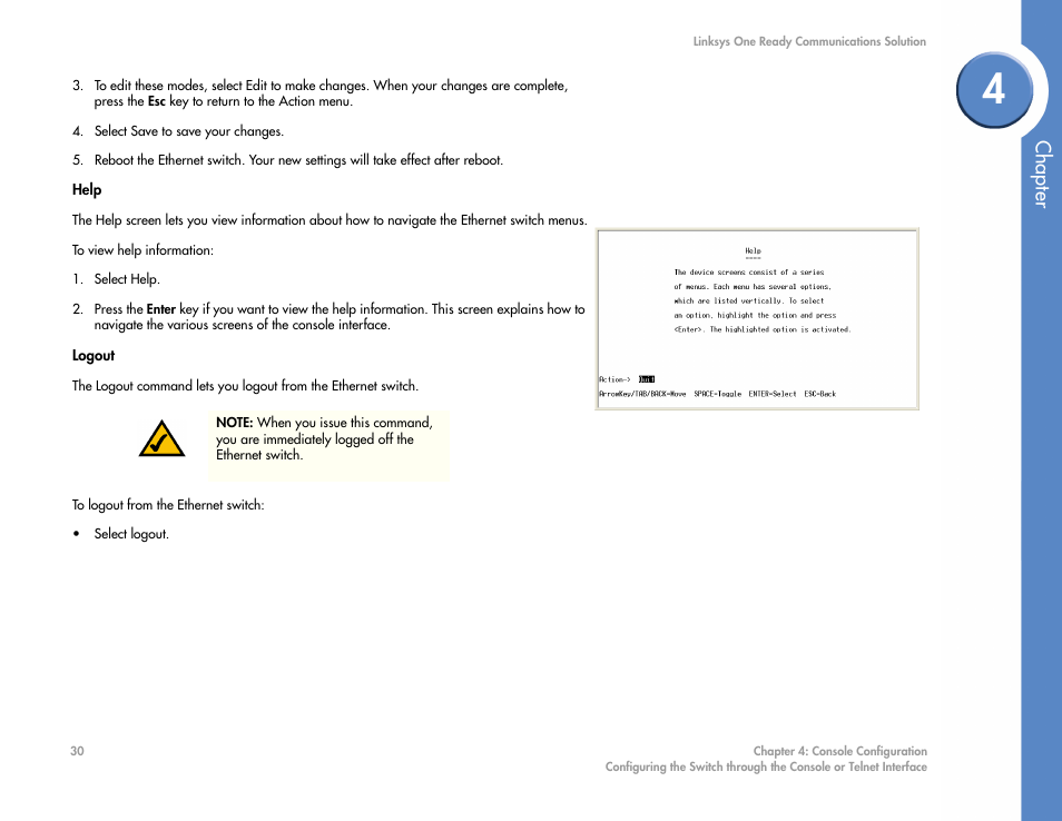 Help, Chapter | Linksys SGE2000 User Manual | Page 34 / 50