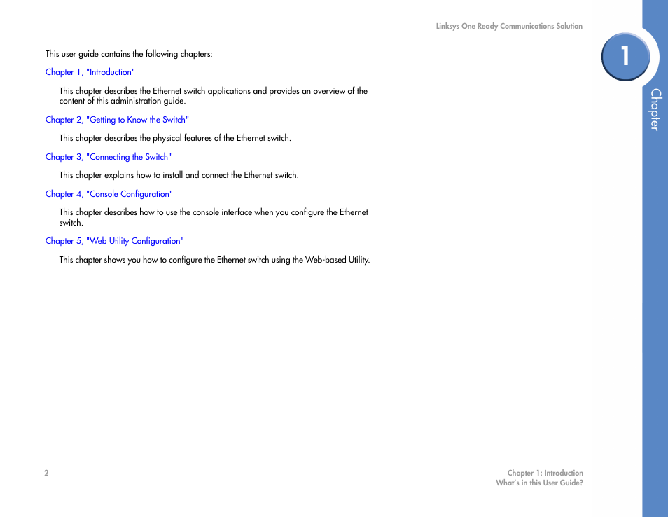 Chapter | Linksys SGE2000 User Manual | Page 6 / 50