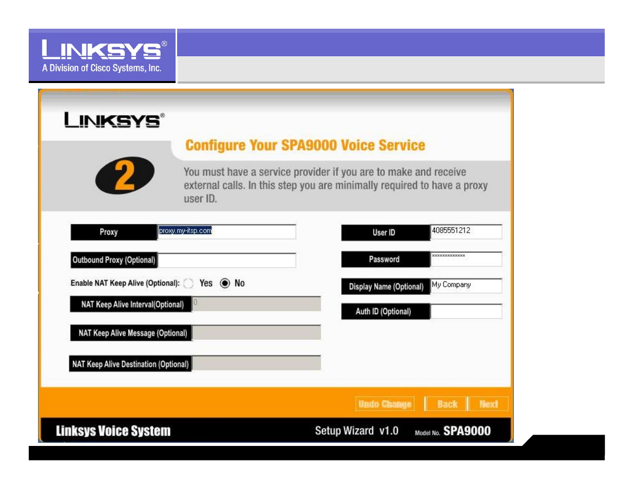 Configure spa9000 itsp information | Linksys LVS 9000 User Manual | Page 36 / 63