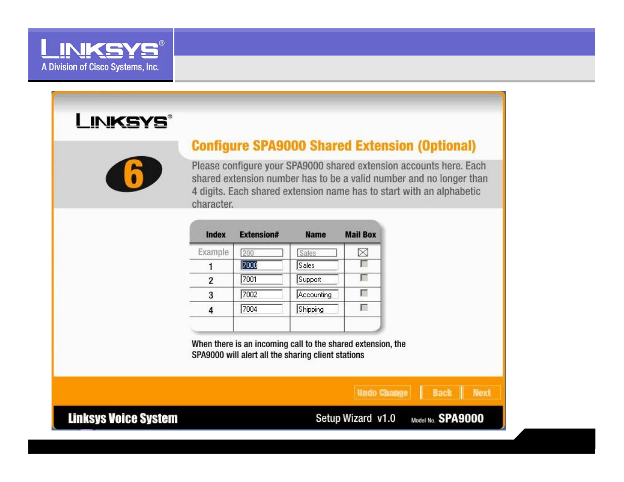 Share line configuration | Linksys LVS 9000 User Manual | Page 40 / 63