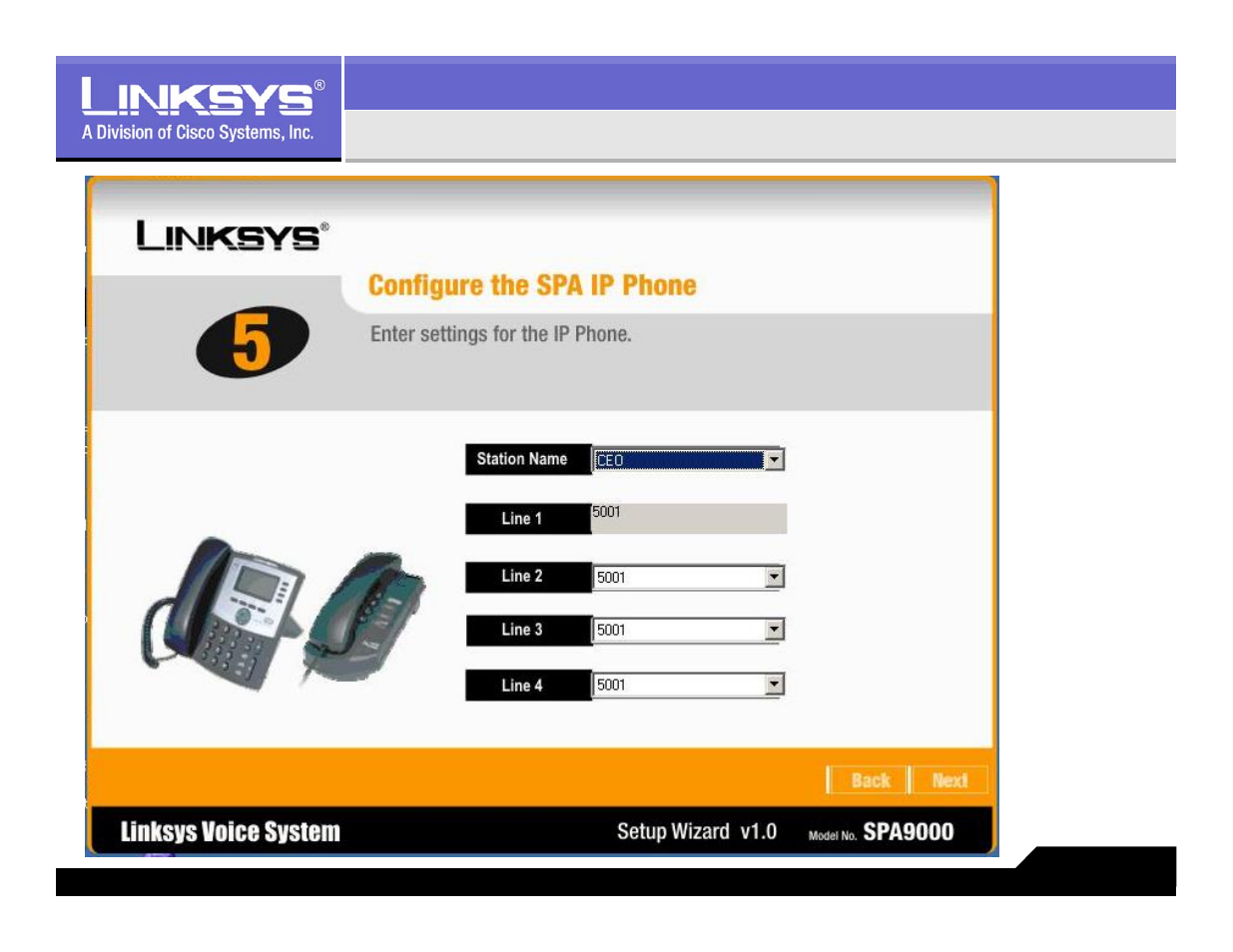 Configuring ip phone extensions | Linksys LVS 9000 User Manual | Page 48 / 63