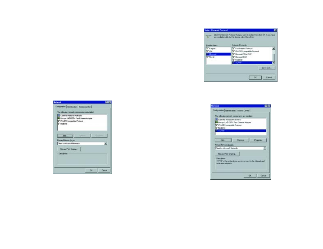 Appendix d: installing the tcp/ip protocol | Linksys BEPSR11 User Manual | Page 58 / 66